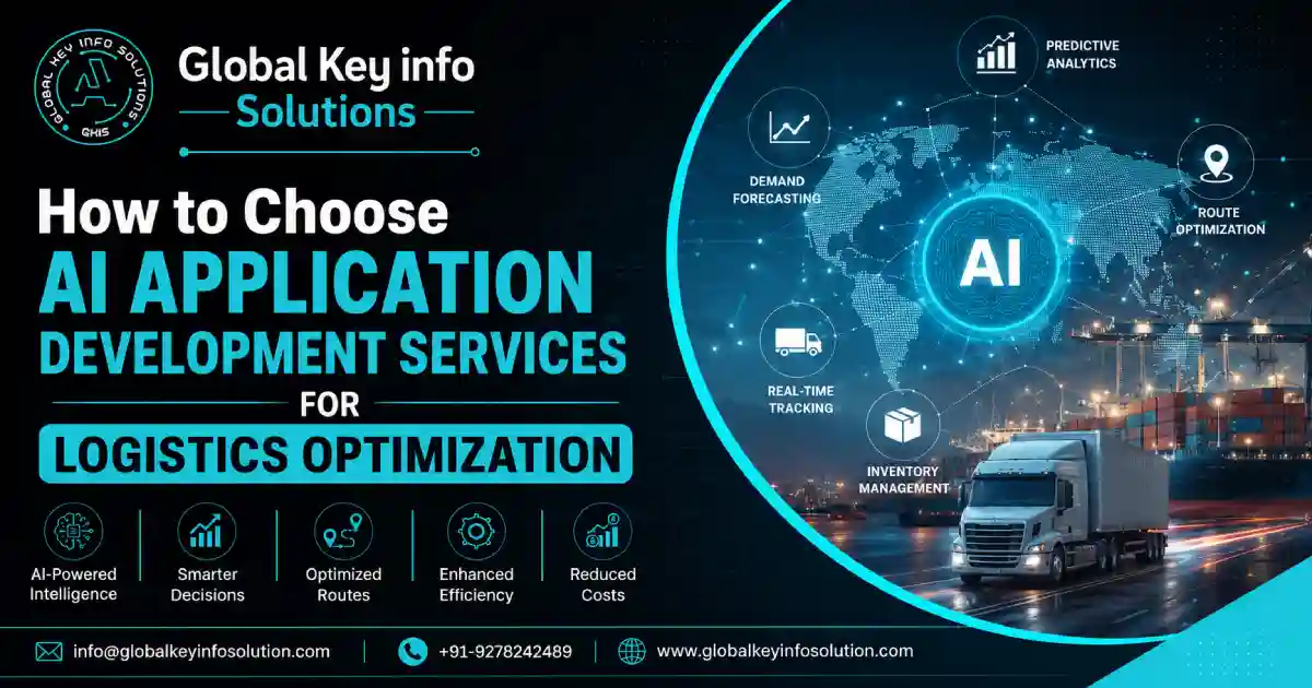 AI-powered logistics optimization banner featuring Global Key Info Solutions, showcasing smart suppl